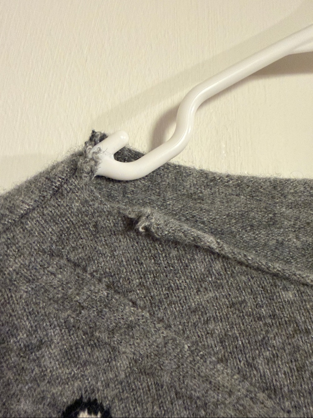 Maeve Bird Gray Sweater Pink & Cream BIRDS 100% Cashmere Medium Anthropologie - Picture 6 of 9